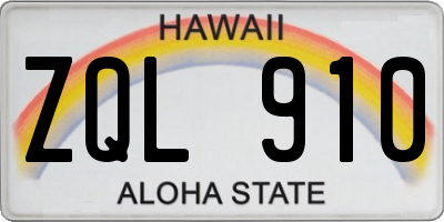 HI license plate ZQL910