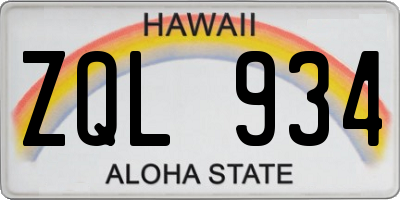 HI license plate ZQL934