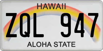 HI license plate ZQL947