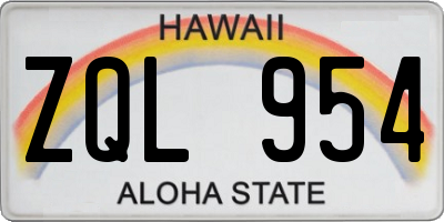 HI license plate ZQL954