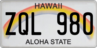 HI license plate ZQL980