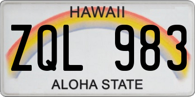 HI license plate ZQL983