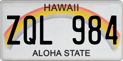 HI license plate ZQL984