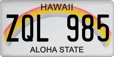 HI license plate ZQL985