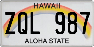 HI license plate ZQL987
