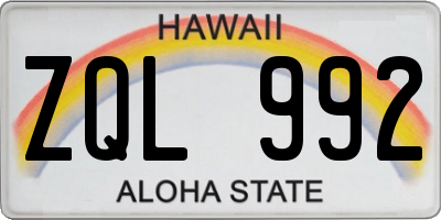 HI license plate ZQL992