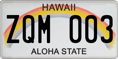 HI license plate ZQM003