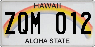 HI license plate ZQM012