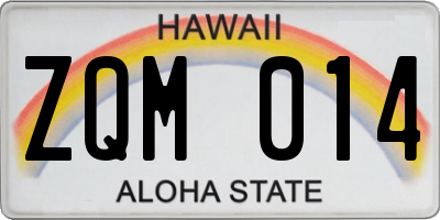HI license plate ZQM014