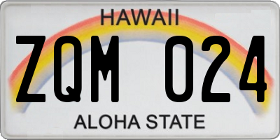 HI license plate ZQM024