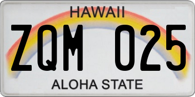 HI license plate ZQM025