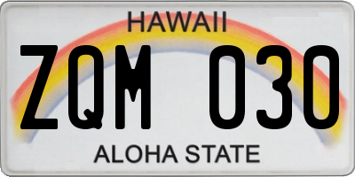 HI license plate ZQM030