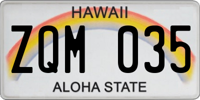 HI license plate ZQM035
