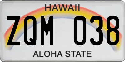 HI license plate ZQM038