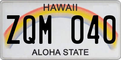 HI license plate ZQM040