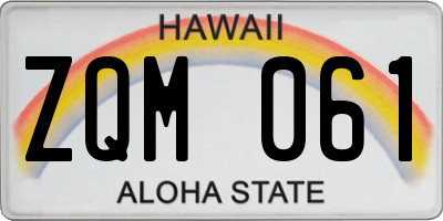 HI license plate ZQM061