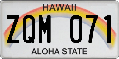 HI license plate ZQM071