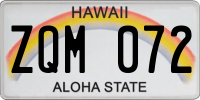 HI license plate ZQM072