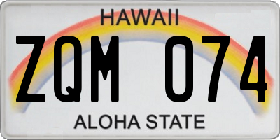 HI license plate ZQM074