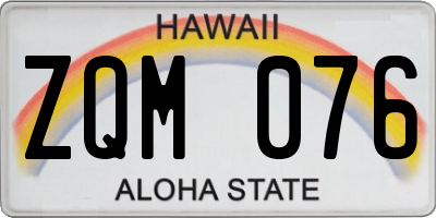 HI license plate ZQM076