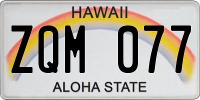 HI license plate ZQM077
