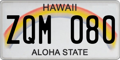 HI license plate ZQM080