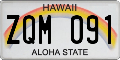HI license plate ZQM091