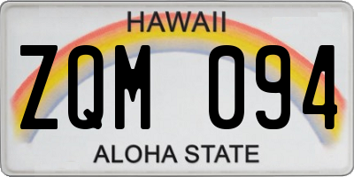 HI license plate ZQM094