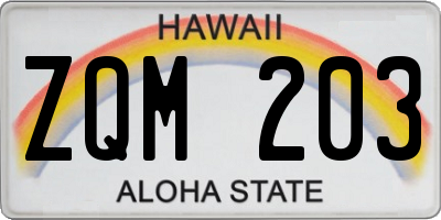 HI license plate ZQM203