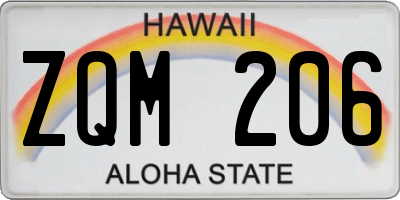 HI license plate ZQM206