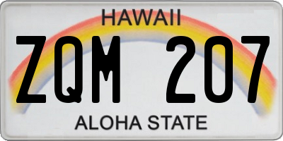 HI license plate ZQM207