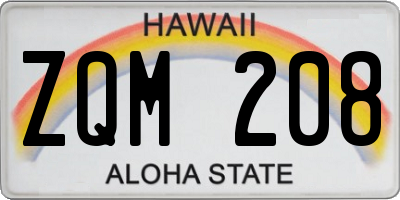 HI license plate ZQM208