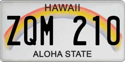 HI license plate ZQM210