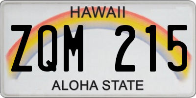 HI license plate ZQM215