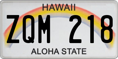 HI license plate ZQM218