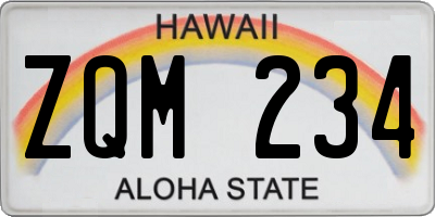 HI license plate ZQM234