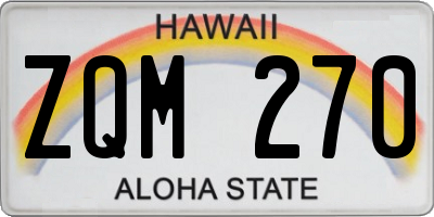 HI license plate ZQM270