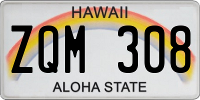 HI license plate ZQM308
