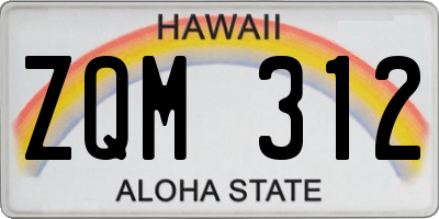 HI license plate ZQM312