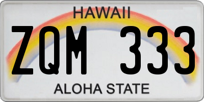 HI license plate ZQM333