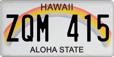HI license plate ZQM415