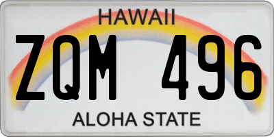 HI license plate ZQM496