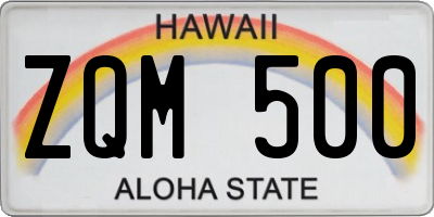 HI license plate ZQM500