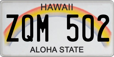HI license plate ZQM502