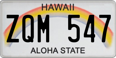 HI license plate ZQM547
