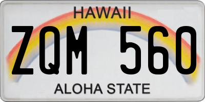 HI license plate ZQM560