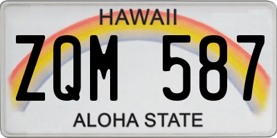 HI license plate ZQM587