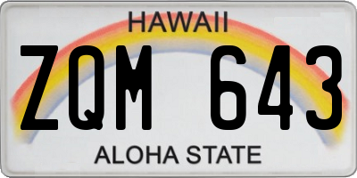 HI license plate ZQM643