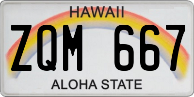 HI license plate ZQM667