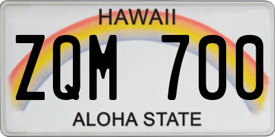 HI license plate ZQM700